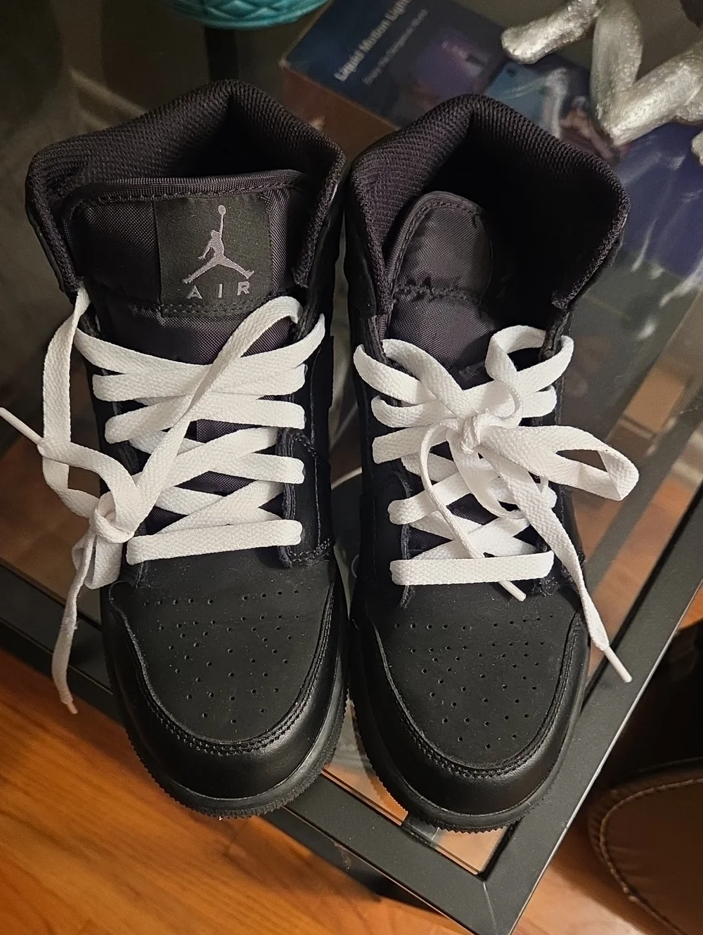 Jordan Kids Black and White High-Top Sneakers
